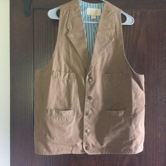 Vintage Scully Vest Men's LT  Canvas Pockets Buckle Back - Picture 1 of 4